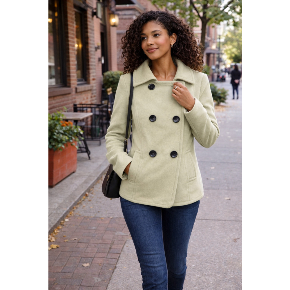 Tribal Size 10 Wool Cashmere Blend Peacoat Double Breasted Green Jacket Classic